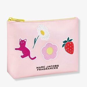 NIB Pink Marc Jacob’s Satin pouch with strawberry flower parches